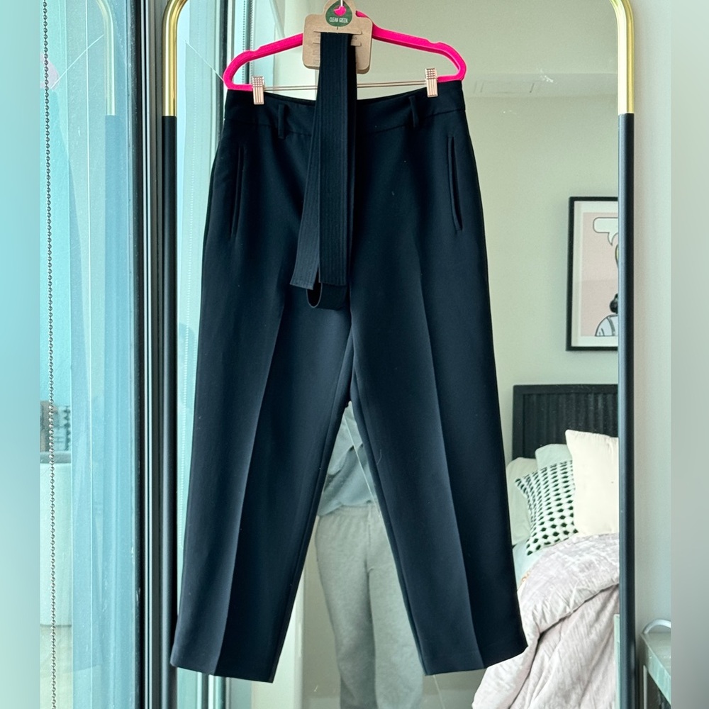 WILFRED size 12 Tie-Front crop trousers in black.